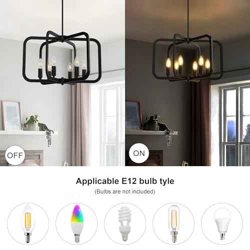 Modern Black Chandelier - 6 Light Metal Chandelier for Dining, Kitchen, Living Room, Hallway Foyer Light Fixture