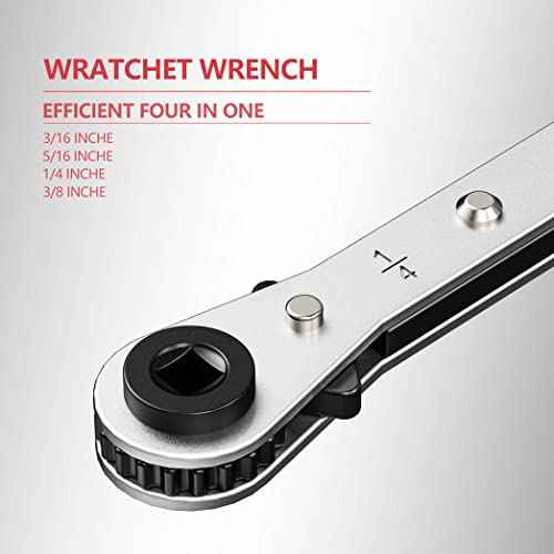 Mellbree HVAC Service Wrench, Carbon Steel, 3/8 in, 1/4 in, 5/16 in, 3/16 in