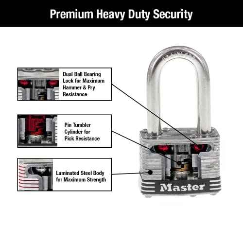 Master Lock 1SSQLF Stainless Steel Outdoor Padlock with Key, 4 Pack Keyed-Alike