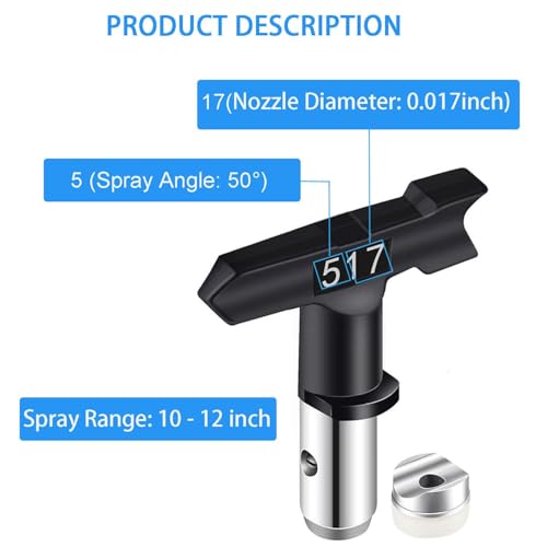 High Pressure 517 Airless Spray Nozzle,Spray Tips for Airless Spray Guns and Airless Paint Sprayers, Ideal for Painting, Furniture & Home Decor