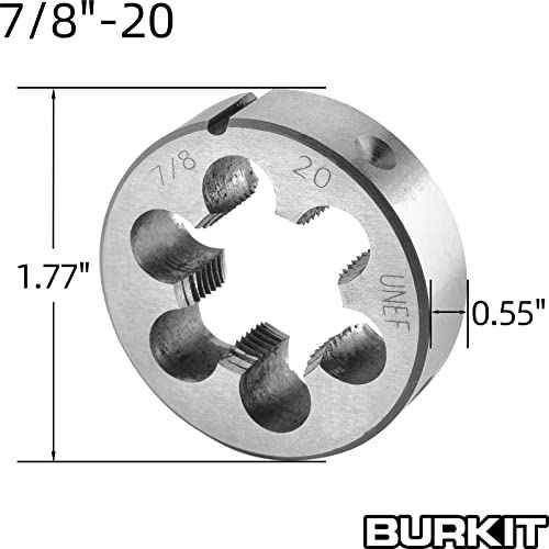 Burkit 7/8"-20 UNEF Tap and Die Set, 7/8 x 20 UNEF Machine Thread Tap and Round Die Right Hand