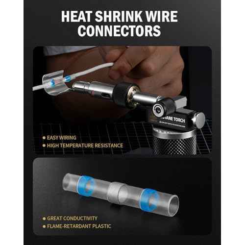 RAVS 15-piece Butane Torch Kitwith 100 pcs Heat Shrink Wire Connectors, Cordless Butane Soldering Iron Kit, Multi-Function Brazing Torch Kit without Butane Fuel
