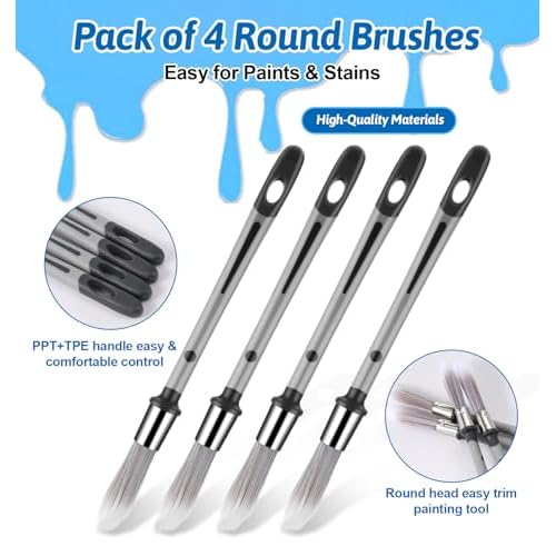4pcs Small Paint Brush for Walls, 8.3 Inch Touch Up Tool for Baseboards Furniture, and House Wall Corners