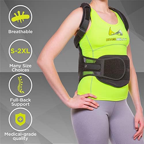BraceAbility TLSO Full-Body Back Brace Support - Hard Turtle Shell Jacket for Thoracic Kyphosis, Parkinson's Disease, Fractured Spine, Scoliosis, Postural Correction, Post-Surgery Recovery (XL)