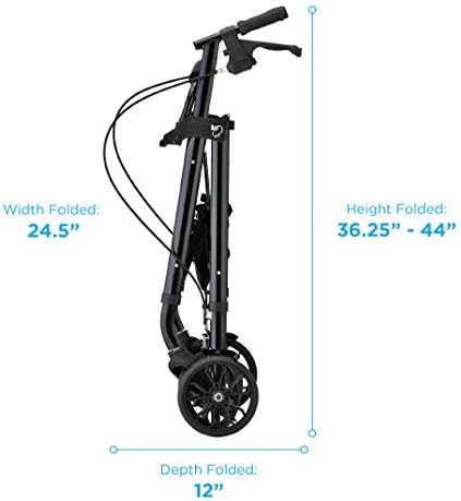 NOVA Star 8 Rollator Walker with Perfect Fit Size System, Lightweight & Foldable, Easy to Lift & Carry, Great for Travel, Color Black