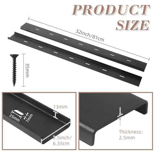 Set of 4 C Channel Steel Support for Table Top Live Edge Slab, 32" x 1/2" Leg Hidden Metal Support Bracing C Channel Bracket with Screws for Woodworking or DIY Projects, 32 Inch