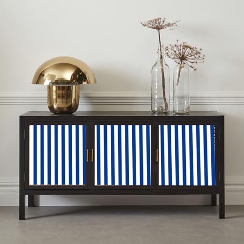 GLOW4U Peel and Stick Navy Blue Striped Wallpaper Self Adhesive Blue White Stripe Shelf Liner Contact Paper for Cabinets Dresser Drawers Furniture Wall Crafts Decal 17.7X117 Inches