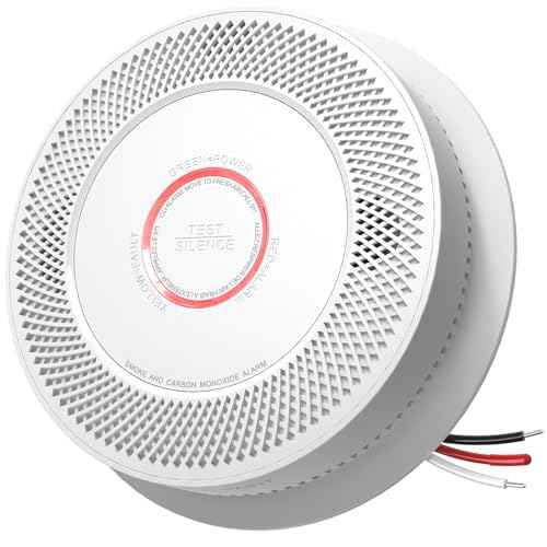 Hardwired Smoke and Carbon Monoxide Detector with Voice Alert,Wired Interconnected Smoke Alarm and Carbon Monoxide Detector Battery Backup,Fire Alarms and CO Detector for Home, 1-Pack