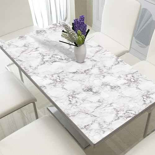 Mecpar Marble Contact Paper - 17.7 in x 19.7 ft Grey White Marble Peel and Stick Wallpaper for Furniture, Cabinets, Countertop, Kitchen