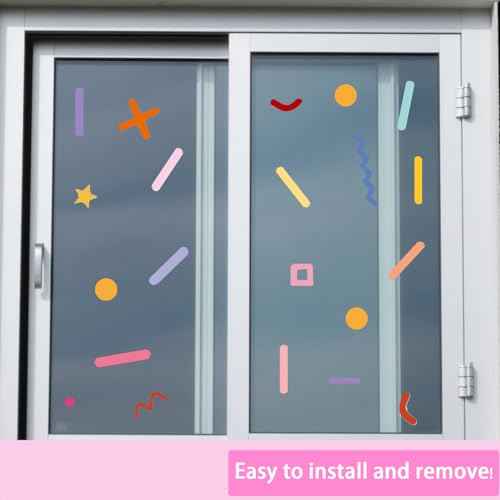 JIABEIUS Colorful Sprinkle Confetti Wall Stickers, Peel and Stick DIY Simple Line Graphics Wall Decals for Girls Bedroom, Nursery, Living Room, Playing Room