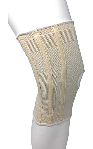 CHAMPION Knee Brace Flexible Stays Knit Elastic, White, Medium (Pack of 2)