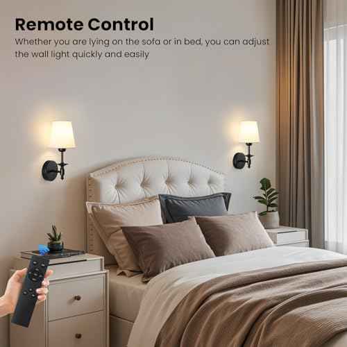 WOSHITU Battery Operated Wall Sconce: Black Sconces Set of 2 with 2 Remote & 2 Dimmable Bulb Matt Black Rechargeable Cordless Sconces Wall Decor Set of Two Wall Light for Bedroom Living Room