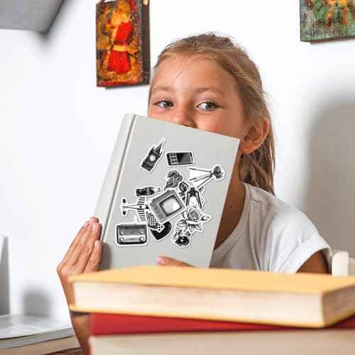 Vintage Science and Curiosity Stickers Pack 108Pcs Black White Retro Vinyl for Journals Laptops Scrapbooking DIY Crafts Students Thinkers Laptop Bike Wall