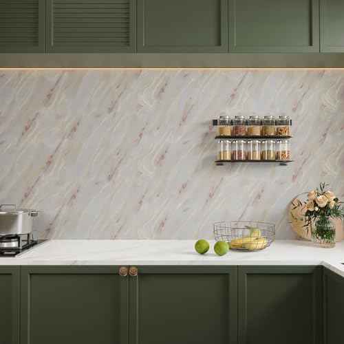 VaryPaper 15.7''x78.7'' Matte Marble Contact Paper Peel and Stick Countertop Waterproof Wallpaper for Kitchen Counter Top Self Adhesive Countertop Laminate Vinyl Wrap for Cabinets Table