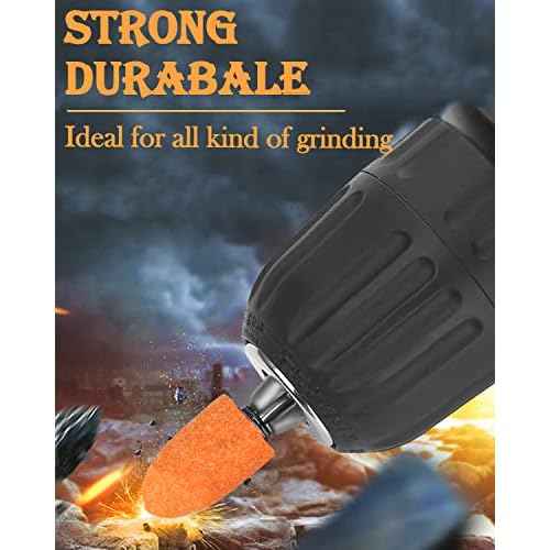 45 Pack Grinding Stone Set 1/8" Shank, Sanding Drill Bit for Rotary Tool Flap Wheel for Grinding, Polishing, Deburring Ferrous Metal, 2 Shape and 3 Sizes(Orangage, Aluminum Oxide)