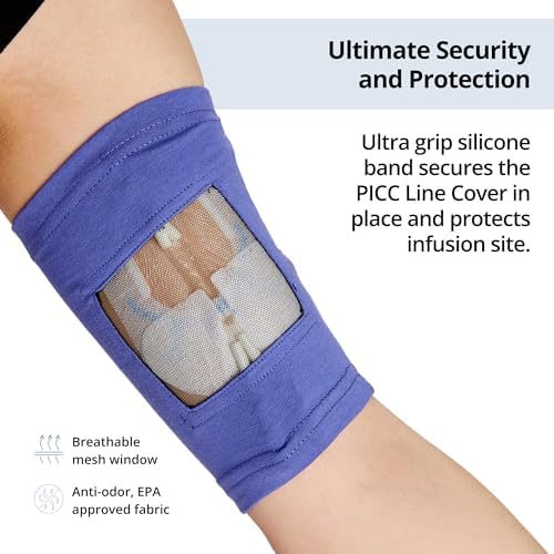 Care+Wear PICC Line Cover – Ultra-Grip PICC Line Sleeve for Upper or Lower Arm with Mesh Viewing Window, Provides Improved Comfort and Security for PICC Line Coverage