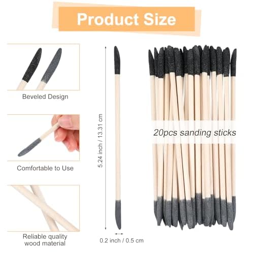 Sanding Pen, 20 Pcs Sanding Stick for Precise Reach, Gaps, Car, Tight Spaces