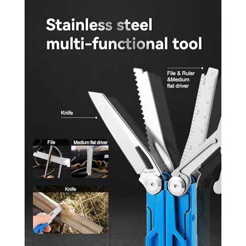 MINI Multitool Pliers,14-In-1 Survival Gear For Outdoor,Home,And Auto RepairBirthday Christmas Gifts For Men Boyfriend Dad Husband(Blue)