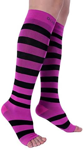 Doc Miller Compression Socks for Pregnant Women – Wide Calf, Open Toe Knee Sleeve 15-20 mmHG,Toeless Pregnancy Stockings for Varicose Veins, Footless Shin Splint Relief, 1 Pair