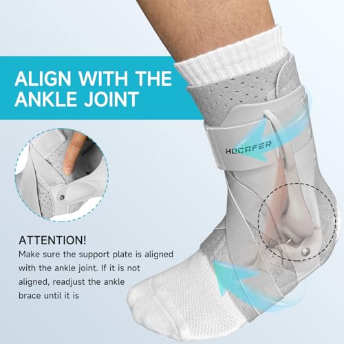 Right Ankle Brace for Women & Men - Ankle Support Sprained Ankle Brace for Achilles,Tendon,Sprain,Injury Recovery,Ankle Support Brace for Running, Basketball, Football (Grey,M,Right)