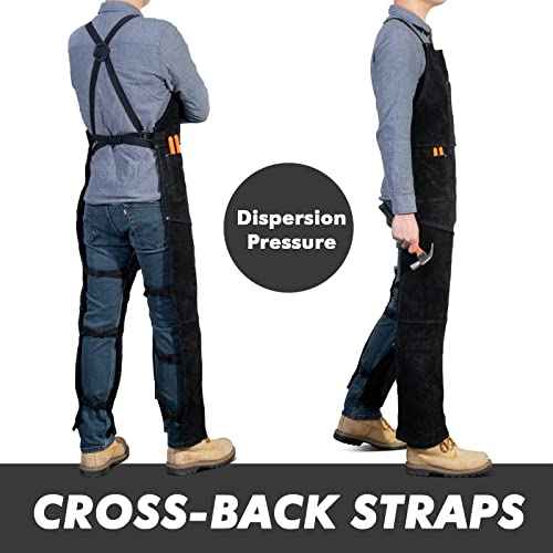 Leather Welding Apron Split Leg for Men and Women,Heavy Duty Cowhide Leather Welding Pants-Forging Apron