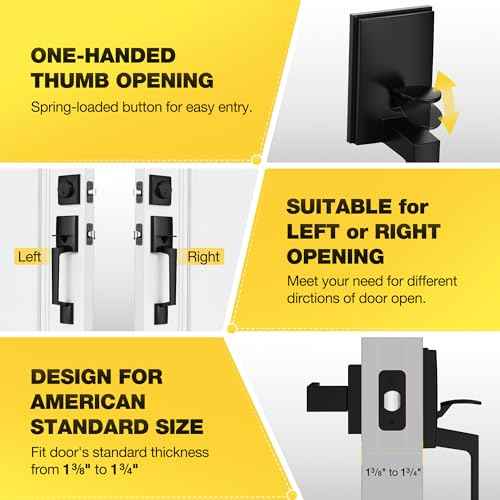 Kolet Front Door Lock Set, Front Door Handle and Deadbolt Set, Single Cyclinder Exterior Door Lock Set, Heavy Duty Zinc Alloy, Reversible for Right & Left Opening, Matte Black