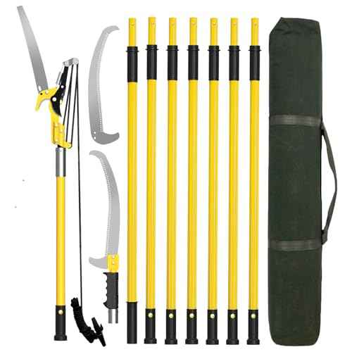 Manual Pole Saws for Tree Trimming 27 FT, [Ultra Sturdy] Tree Trimmers Long Handle Pruner with Thickened Saw Blade and Scissor, Palm Tree Trimmer for Backyard and Garden, Branch Cutter Pole Saw