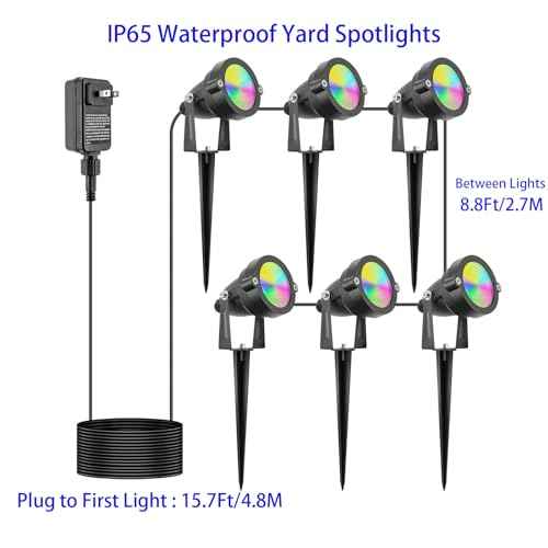 24W Halloween SpotLights with Timer, IP65 Waterproof Metal Landscape Lights RGB Spot Lights Outdoor Color Changing Spotlight for Yard Garden, 6 Lights