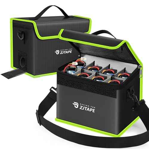 Lipo Safe Bag, Fireproof, Explosion-Proof Battery Bag, Large Storage Space, Lipo Storage Box, Fireproof Safe, Protective, Adjustable Battery (Black, Green)