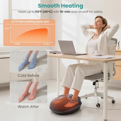 Nekteck Shiatsu Foot Massager with Heat [2026 Upgraded], 3 Modes Deep Kneading Therapy Air Compression, Feet Massage for Plantar Fasciitis, Relaxation Gifts for Men Women Mom Dad Birthday Father's Day