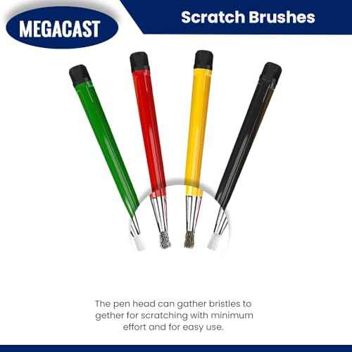 4-Piece Scratch Brush Pen Set, Sanding Brushes Tools with Fiberglass, Steel, Brass and Nylon Nigs, Cleaning Brush for Jewelry, Watches, Coins and Electrical Circuit Boards