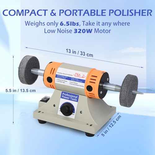 4" Jewelry Polisher - Adjustable Variable Speed Bench Buffer & Polishing Machine With 2 Cloth Wheels, 2 Abrasive Wheels, Safety Glasses & Compound for Jewelry, Dental, Metal, Jade Polishing