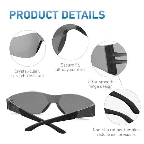 Safety Glasses ANSI Z87.1 Certified - Scratch-Resistant Protective Eyewear for Men & Women, Ideal for Construction & Shooting