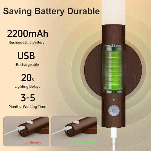 Rechargeable Motion Sensor Night Lights - 2200mAh Battery Operated Wall Sconces, Wireless Wall Lights Sconce, Magnetic Portable Hallway Light for Picture Stair Cabinet, 3000K 4 Pack