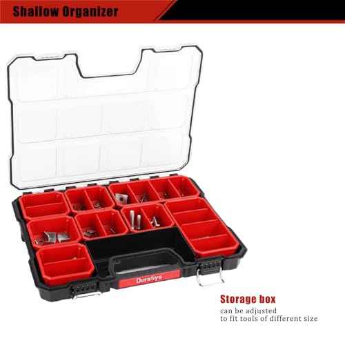 Tools Organizer, Small Parts Storage Craftsman Toolbox, 17.3 * 13.7 * 2.5" Durable Hardware Box Storage, with Removable Inner Cups