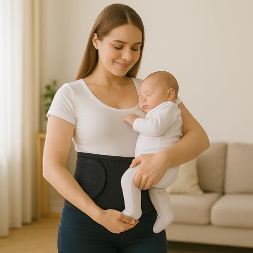 ORTONYX Ergonomic Abdominal Binder Waist and Lower Back Support Belt, Back Brace for Women & Men - Breathable, Elastic, With Extra Band - Black L/XL