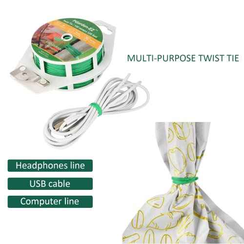 Twist Ties - 328ft Plant Ties PE-Coated Garden Ties with Cutter for Gardening Tomatoes Vines and Office Home Cable Organizing (1Reel/Green)¡¦