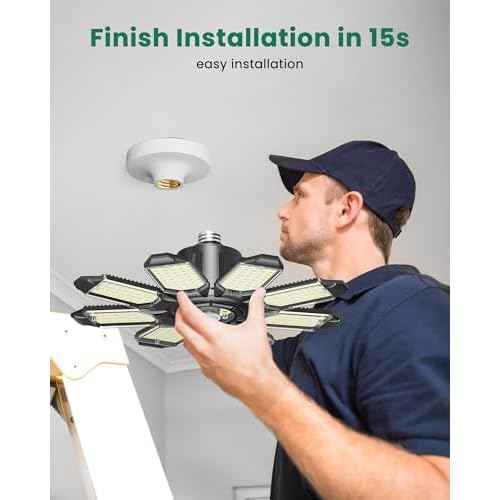 Motion Sensor Garage Light, 250W Motion Sensor Light Indoor,Deformable Garage Lights Ceiling LED,25000LM Super Bright Motion Activated LED Shop Light for Stairway,Basement 2Pack