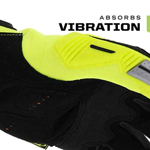 Mechanix Wear Size 10 Hi-Viz Yellow M-Pact Synthetic Leather And TrekDry Full Finger Anti-Vibration Gloves With Hook And Loop Cuff, Large (SMP-91-010)