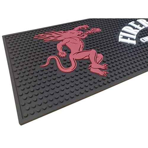 Fireball Cinnamon Whisky Extra Large Bar Mat - Rectangular, 8" x 1'8", Black, Letter Print