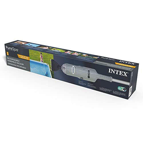 INTEX Rechargeable Handheld Pool Vacuum Cleaner with 94” Telescoping Pole, 2 Brush Heads, & Shaft Adapter for PureSpas & Pools