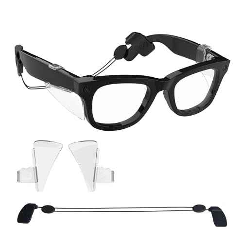 HiBloks Accessories for Ray-Ban Meta Glasses, Including 2 Clear Safty Side Shields and 1 Eyeglass No Tail Strap Adjustable Sunglasses Lanyard String Chain Anti-Slip Set for Wayfarer/Skyler/Headliner