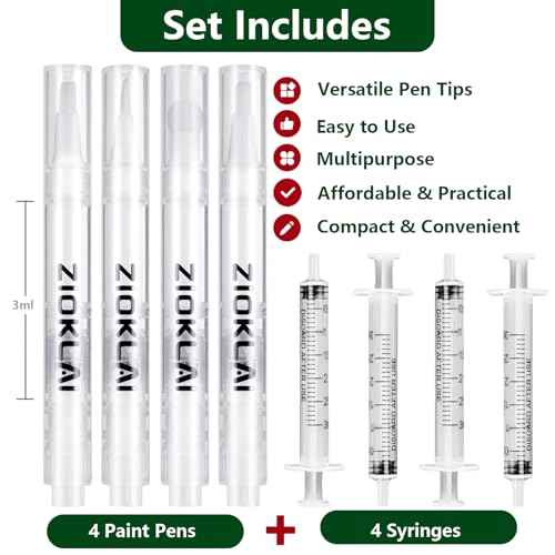 Touch Up Paint Pen 8PCS Set 4 Paint Touch Up Pens Fillable with Pointed, Round & Flat Tips Brushes Ideal for Wall Repair Window Wood Furniture Cabinet