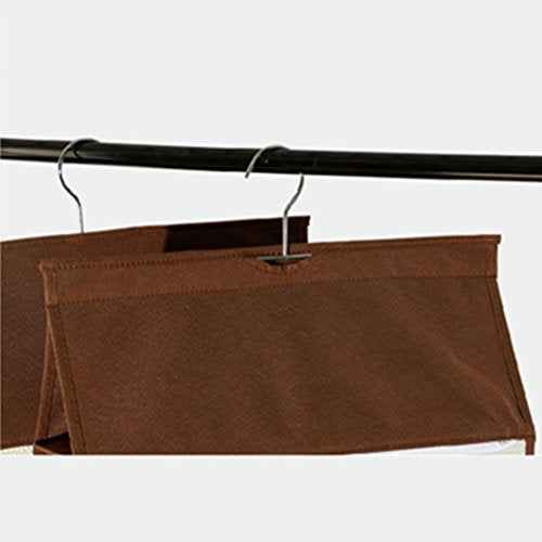 Detachable 4 Compartment Pouch Hanging Handbag Organizer Clear Purse Bag Storage Holder Wardrobe Closet Space Saving Organizers System for Living Room Bedroom(Pack of 2 Brown)