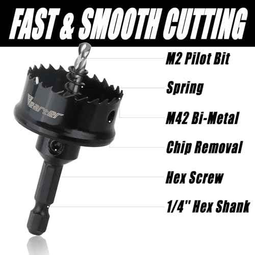 Bi-Metal Hole Saw Kit 3PCS, 7/8'' to1-3/8'' M42 Bimetal Hole Saw Set, Thin Wall Cobalt Drill Hole Cutter with Arbors for Wood, Sheet Metal, Copper, Plaster, PVC, Steel Plate, Drywall, Black