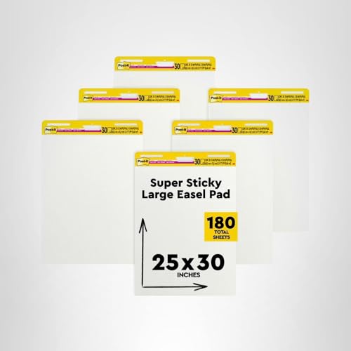Post-it Super Sticky Easel Pad, 25 x 30 Inches, 30 Sheets Per Pad, 36 Pads, Large, White, Premium Self Stick Flip Chart Paper, Anchor Chart, Office Supplies & School Supplies, Great for Teachers and Students