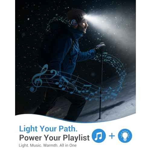 Bluetooth Beanie with a Light, Rechargeable Hat with 4 LED Headlamp & Headphones, Christmas Stocking Stuffers Gifts for Men