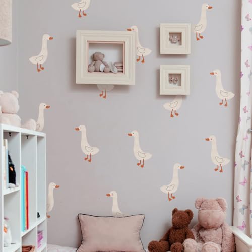 Runtoo Boho Animal Wall Decals Geese Duck White Wall Stickers Living Room Bedroom Bathroom Kids Nursery Wall Decor