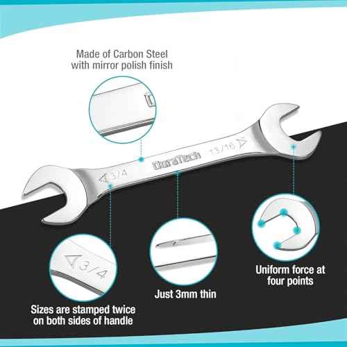 DURATECH 3/4 Inch x 13/16 Inch Super-Thin Open End Wrench, SAE