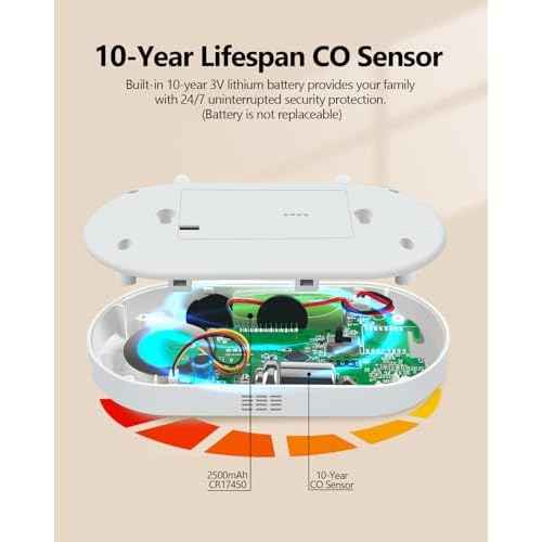 Carbon Monoxide Detector, 10 Year Battery Powered CO Detector with Digital LCD Display and LEDs, Portable CO Alarm for Home and Travel
